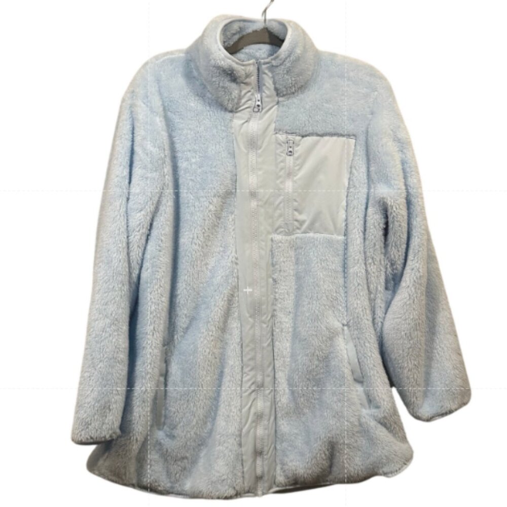 Lands’ End 🌿 Women’s Soft Cozy Plush Fleece Jacket Light Blue Size XL Full Zip